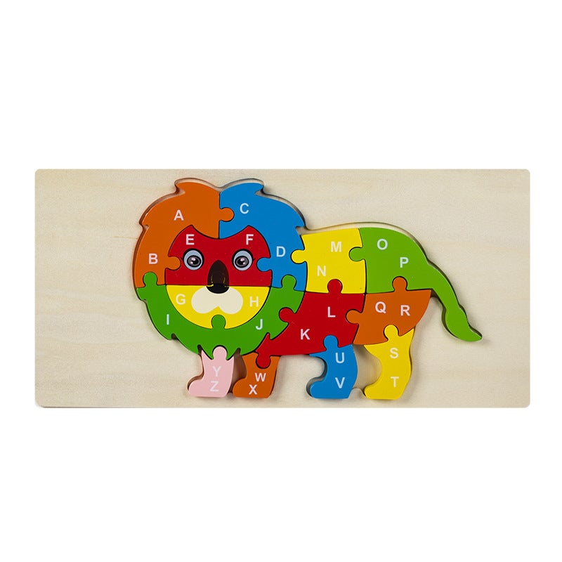 Wooden Jigsaw Puzzle Toys Children'S Early Education Alphabet Cognitive Puzzle Three-Dimensional Buckle Puzzle Building Blocks Educational Toys - Image 1